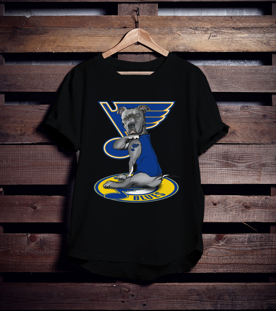 St Louis Blues Dog In Blue Jersey On Hockey T-Shirt