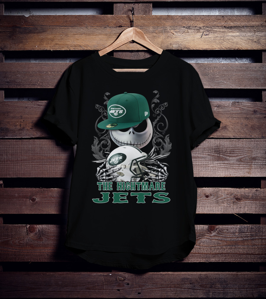 New York Jets The Nightmare Skellington Helmet T-Shirt