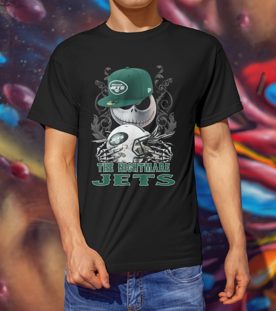 New York Jets The Nightmare Skellington Helmet T-Shirt