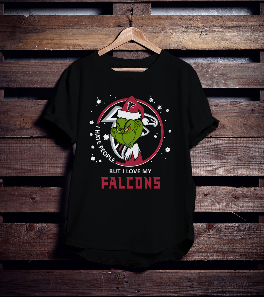 I Hate People But I Love My Atlanta Falcons Grinch Holiday T-Shirt