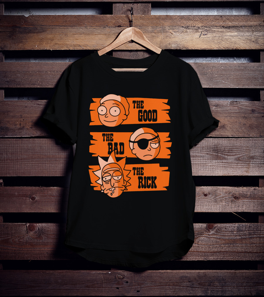The Good The Bad The Rick Faces Iconic T-Shirt