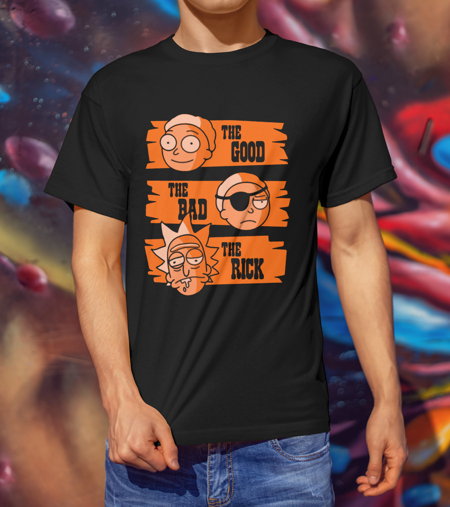 The Good The Bad The Rick Faces Iconic T-Shirt
