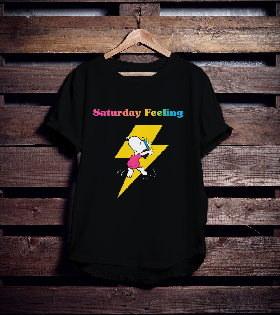 Saturday Feeling Snoopy Dancing Lightning Bolt T-Shirt
