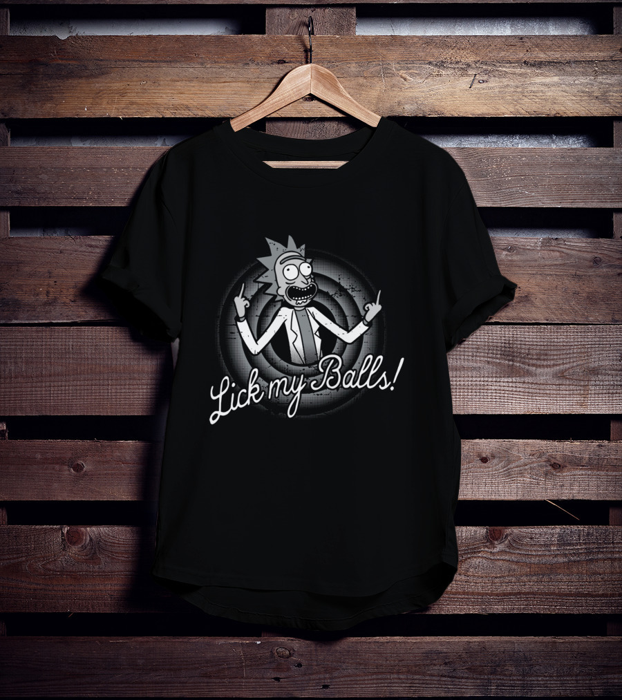 Lick My Balls Rick Middle Finger T-Shirt
