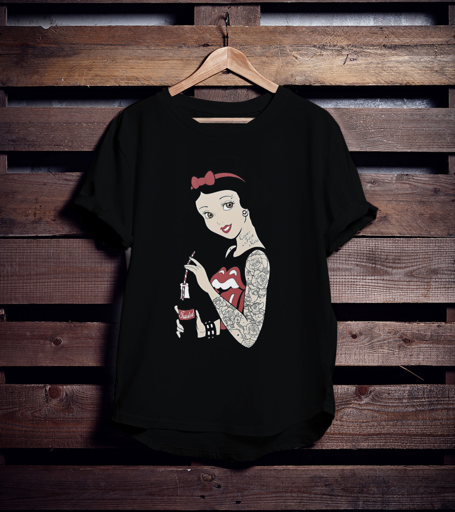 Snow White Tattooed Princess Drinking Coke Rolling Stones T-Shirt