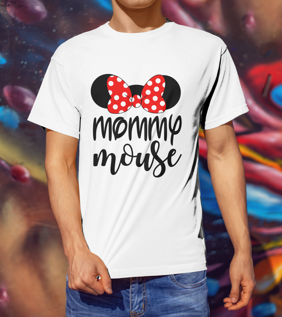 Mommy Mouse Red Polka Dot Bow Ears T-Shirt