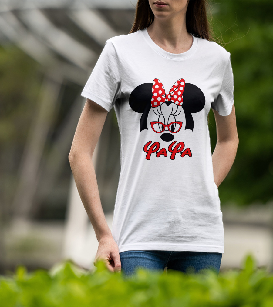Minnie Yaya Red Polka Dot Bow And Glasses T-Shirt