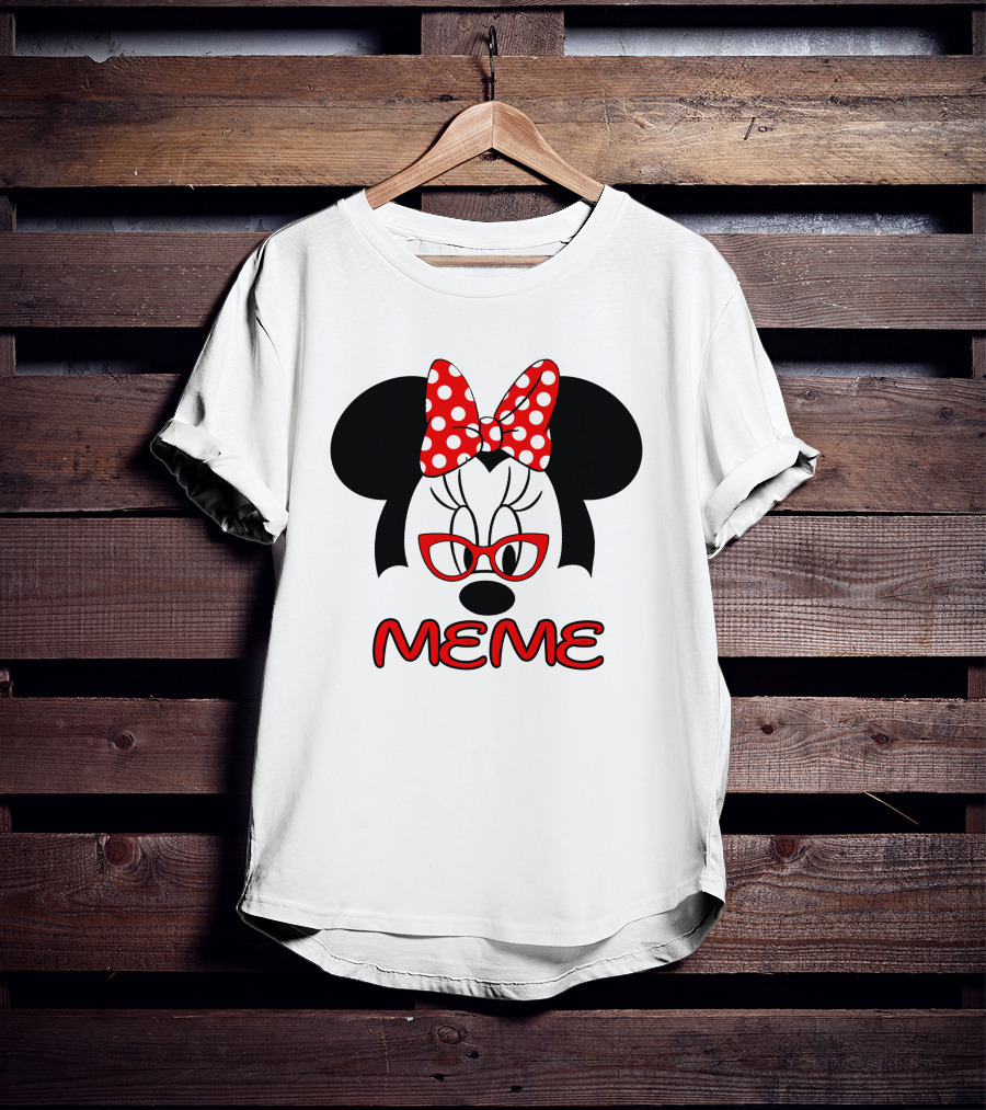 Minnie Meme Red Glasses Bow Dots T-Shirt