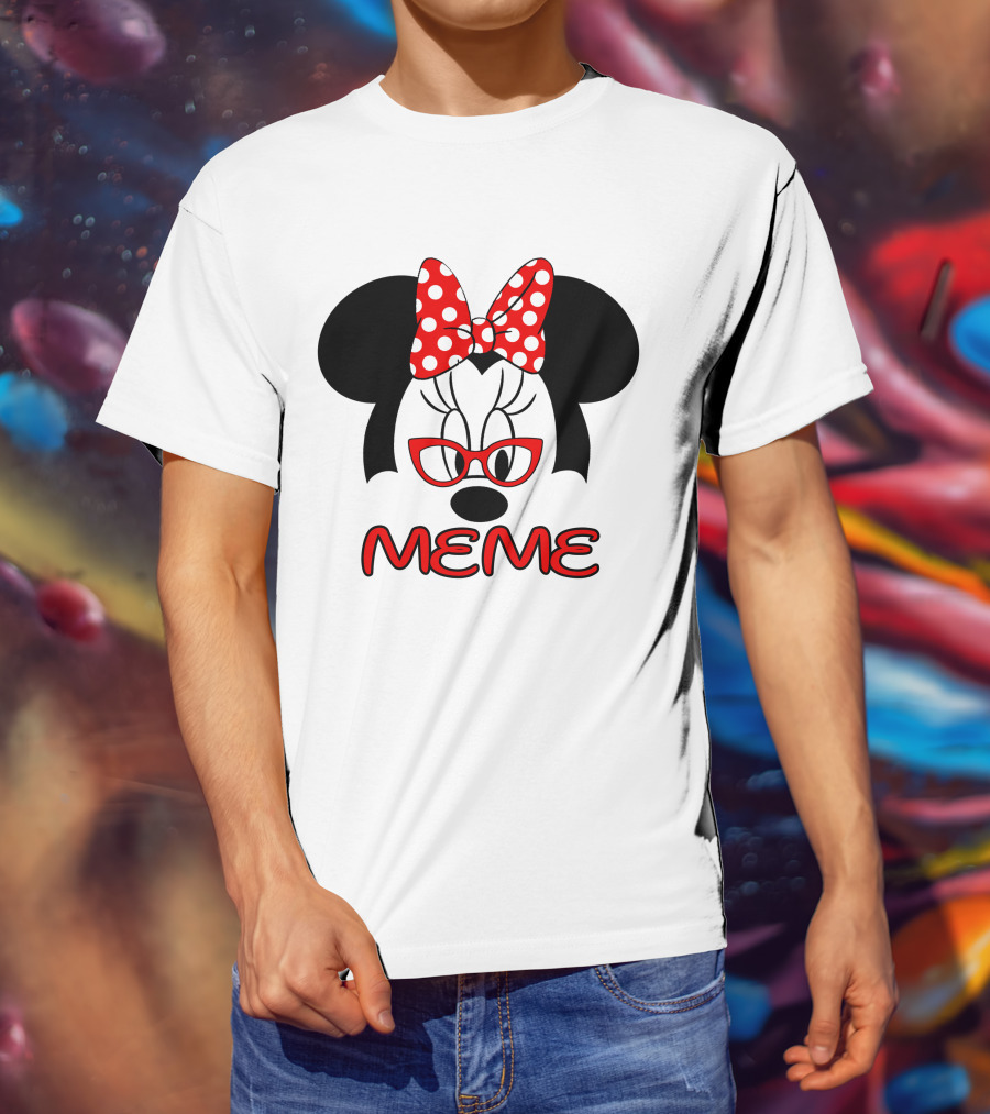 Minnie Meme Red Glasses Bow Dots T-Shirt