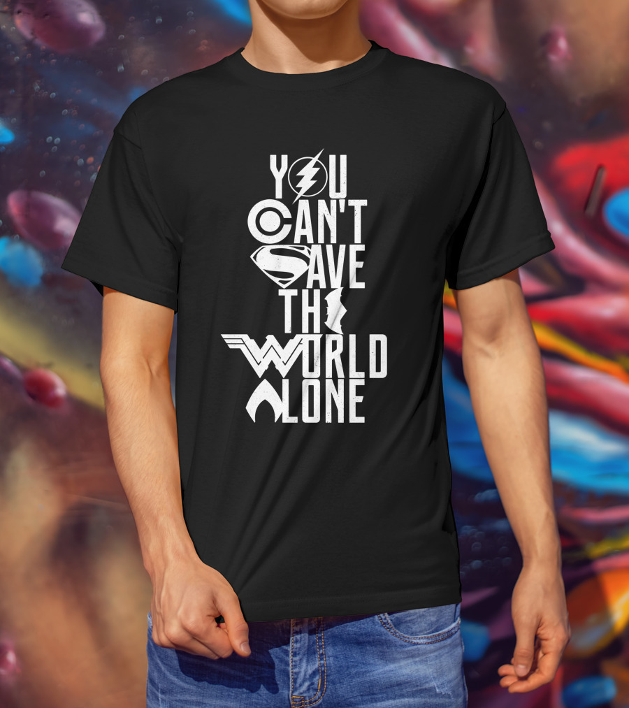 You Can't Save The World Alone Justice League Symbols T-Shirt