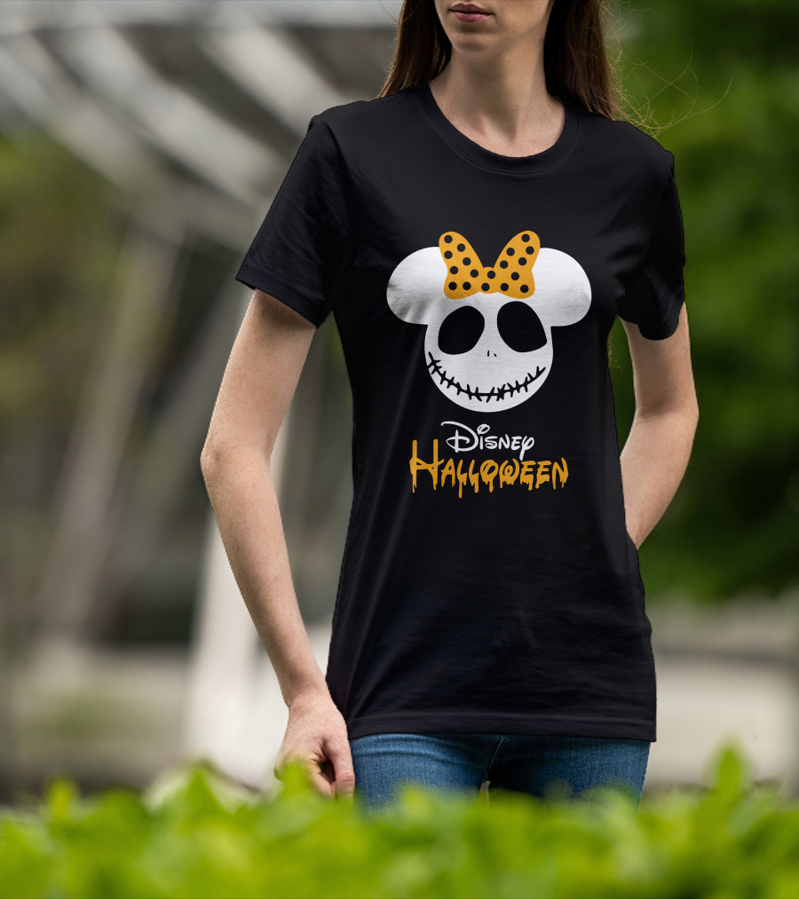 Disney Halloween Minnie Mouse Skull Bow T-Shirt