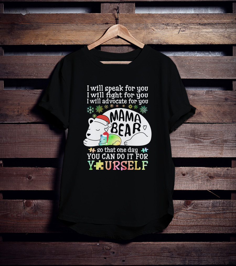 I Will Speak Fight Advocate Mama Bear Autism Puzzle T-Shirt