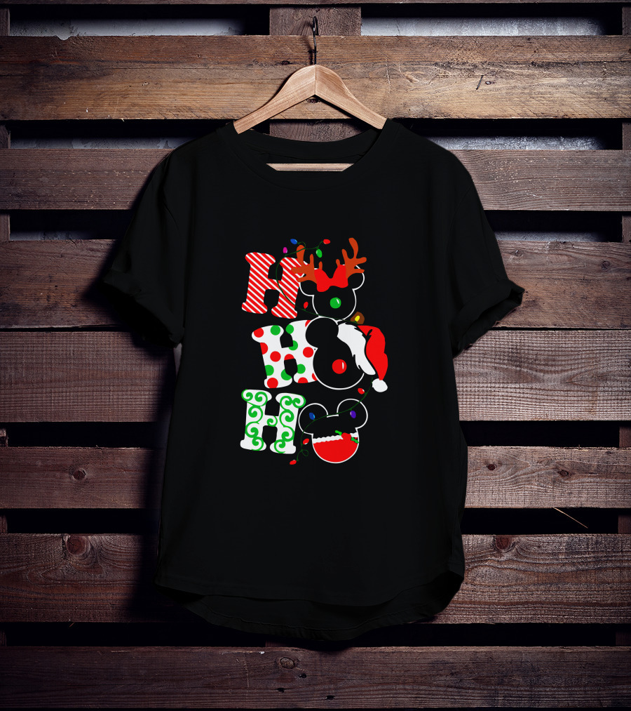 Ho Ho Ho Christmas Mickey Reindeer Santa T-Shirt
