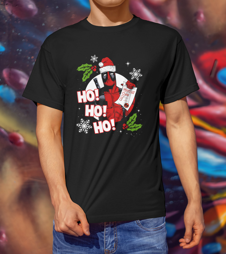 Deadpool Naughty List Ho Ho Ho Christmas T-Shirt
