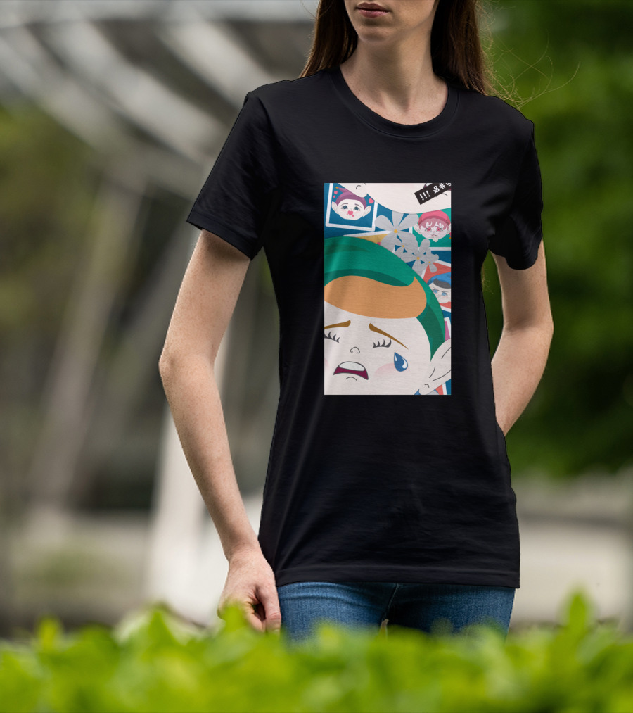 All Out Weeping Piximoji With Floral Background And Expressive Faces T-Shirt