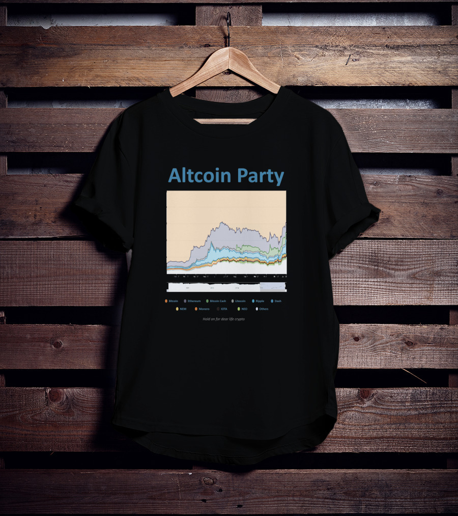 Altcoin Party Hold On For Dear Life Crypto Chart Featuring Bitcoin Ethereum Ripple NEO T-Shirt