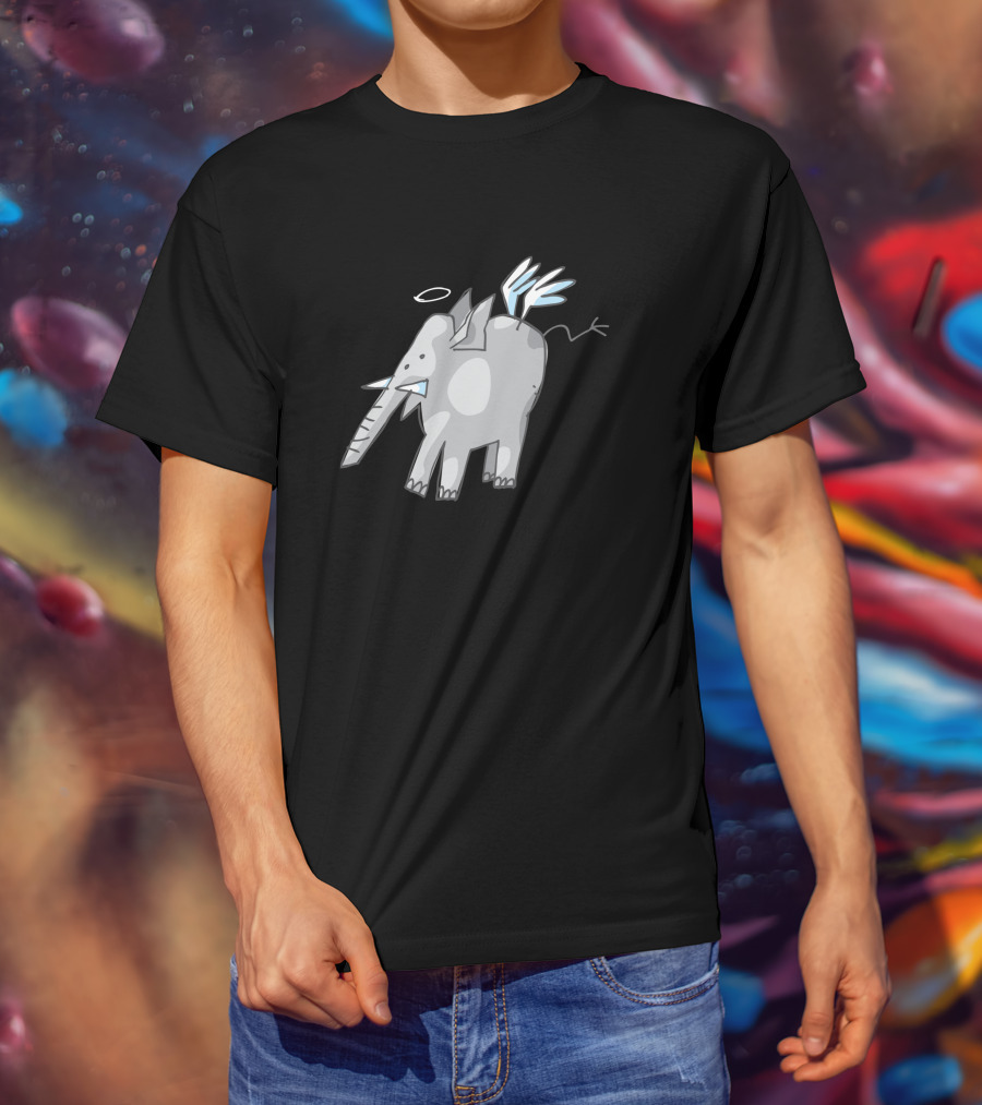 Angelphant 4047 Wings And Halo Elephant T-Shirt