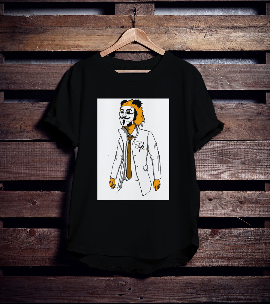 Guy Fawkes Mask Lion Hybrid With White Coat And Tie T-Shirt