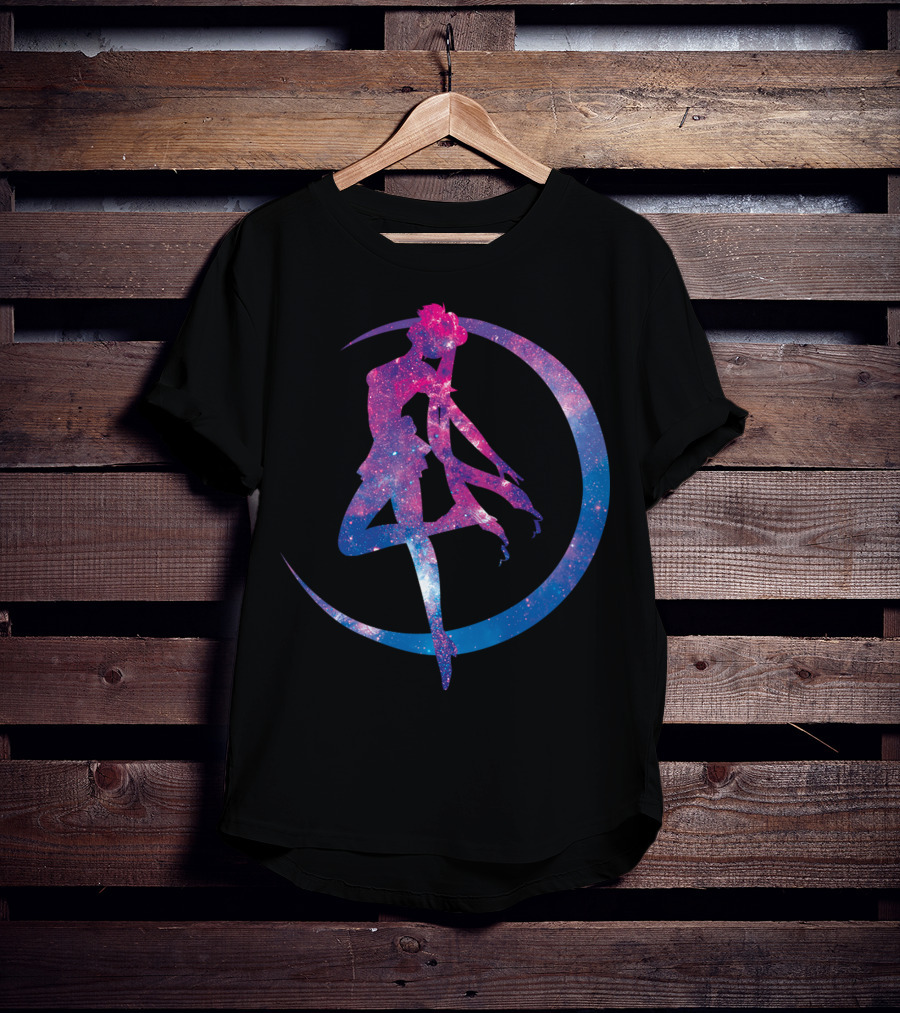 Sailor Moon Galaxy Silhouette Lunar Pose T-Shirt