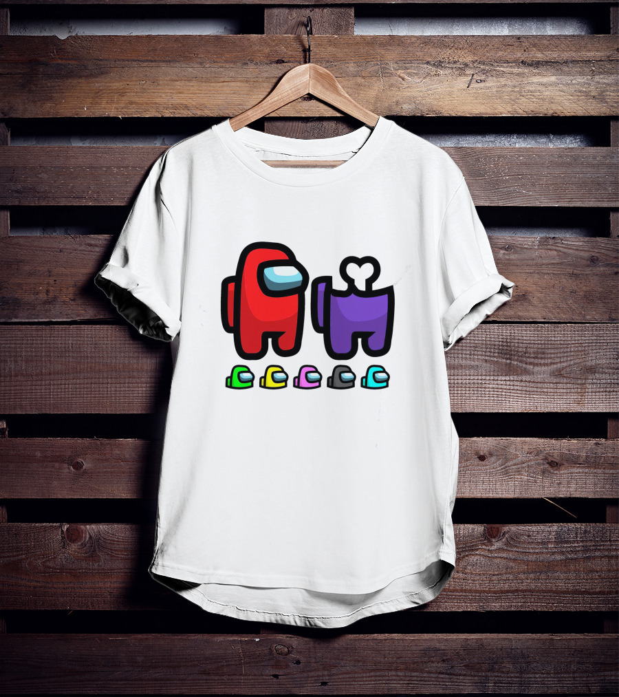 Among Us Crewmates And Dead Body Colors Red Purple Green Blue Yellow Pink Black T-Shirt