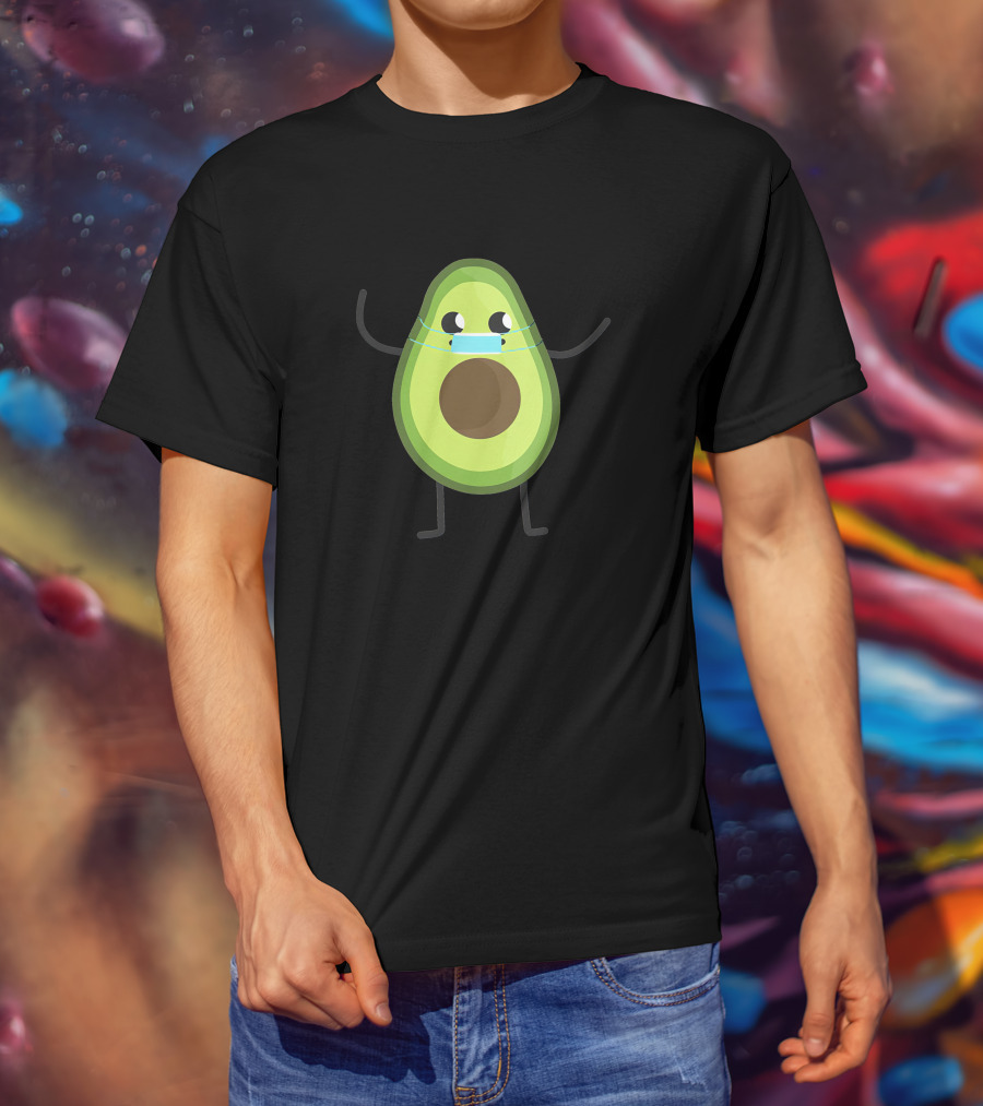 Avocado Wearing A Face Mask T-Shirt