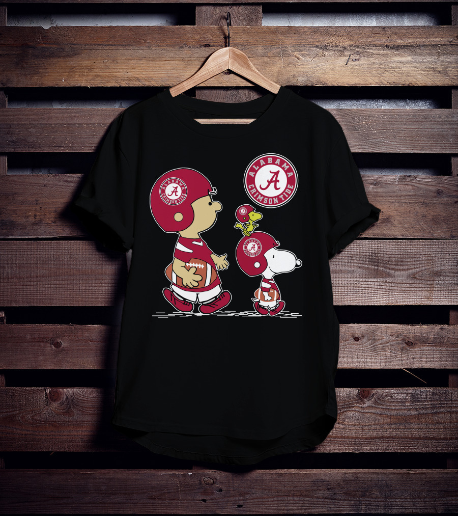 Alabama Crimson Tide Football Peanuts Characters Woodstock And Snoopy T-Shirt