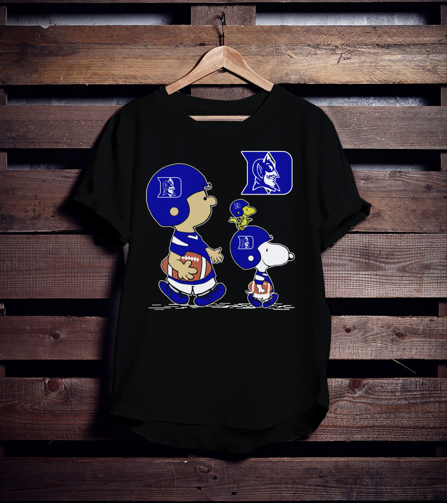 Duke Blue Devils Peanuts Characters Football Helmets T-Shirt