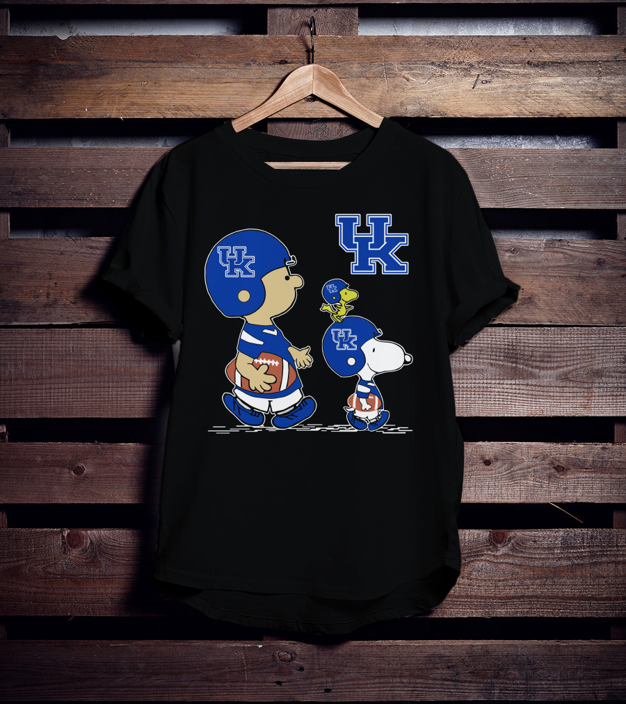 Kentucky Wildcats Peanuts Mascots Football Team Collaboration Snoopy Woodstock T-Shirt