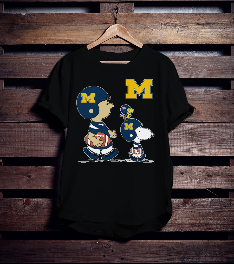 Michigan Wolverines Peanuts Football Characters Charlie Brown Snoopy Woodstock T-Shirt