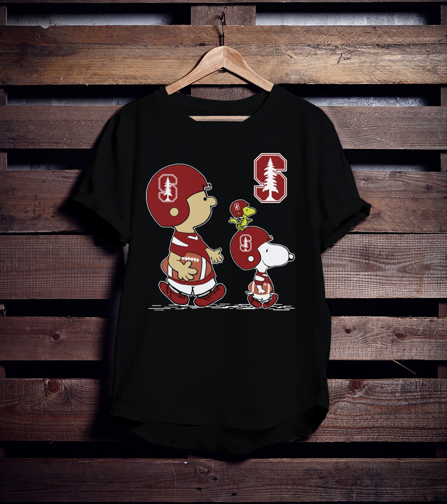 Stanford Cardinal Peanuts Football Characters With Tree T-Shirt
