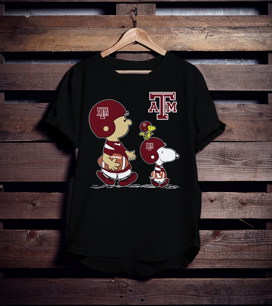 Texas A&M Aggies Peanuts Football Characters Walking T-Shirt