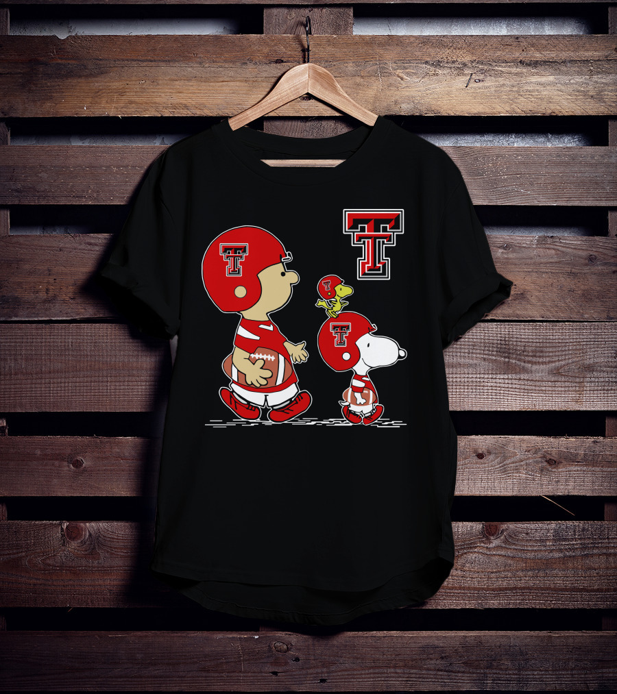 Texas Tech Red Raiders Peanuts Football Characters T-Shirt