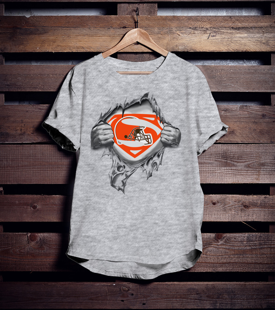 Cleveland Browns Superman Logo With Helmet T-Shirt