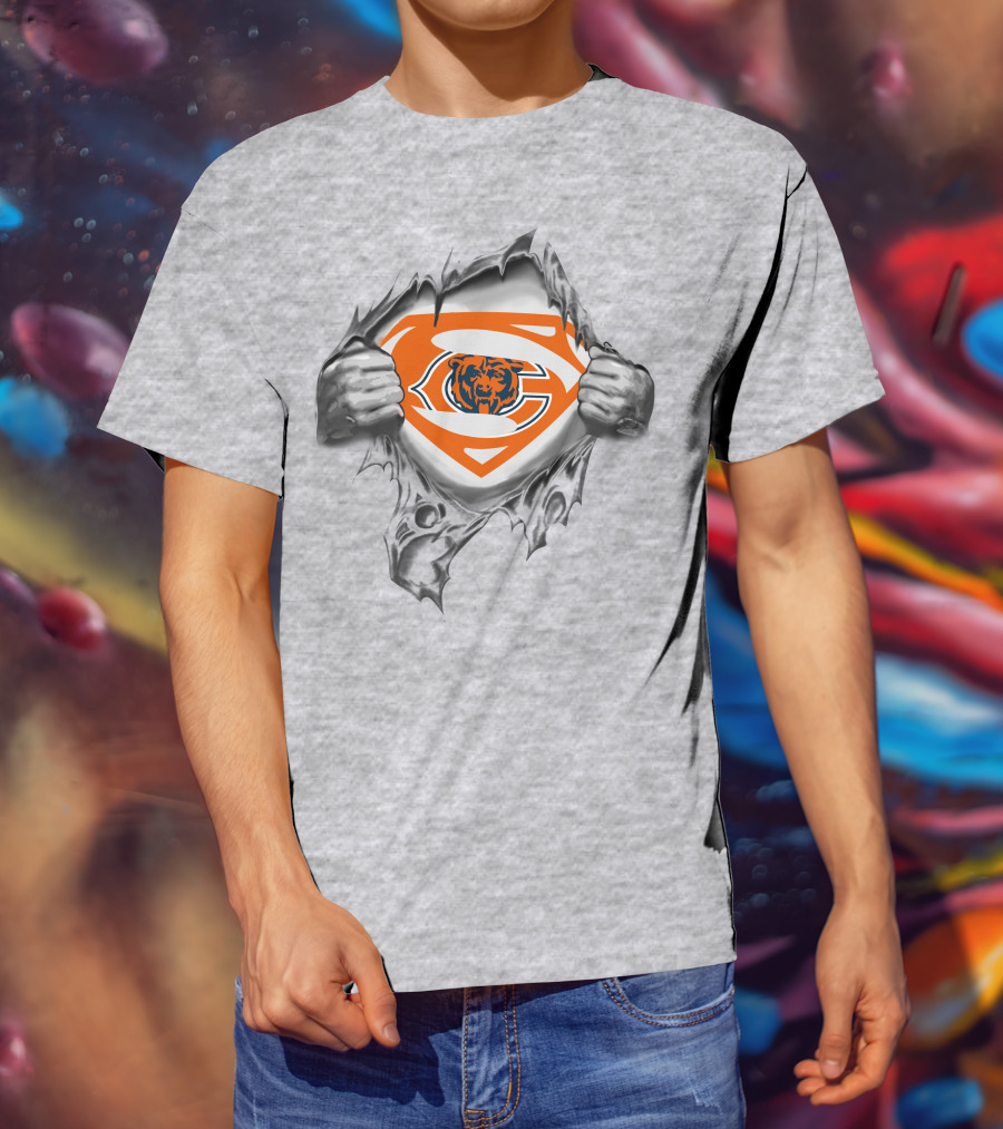 Chicago Bears Superhero Logo Tear T-Shirt