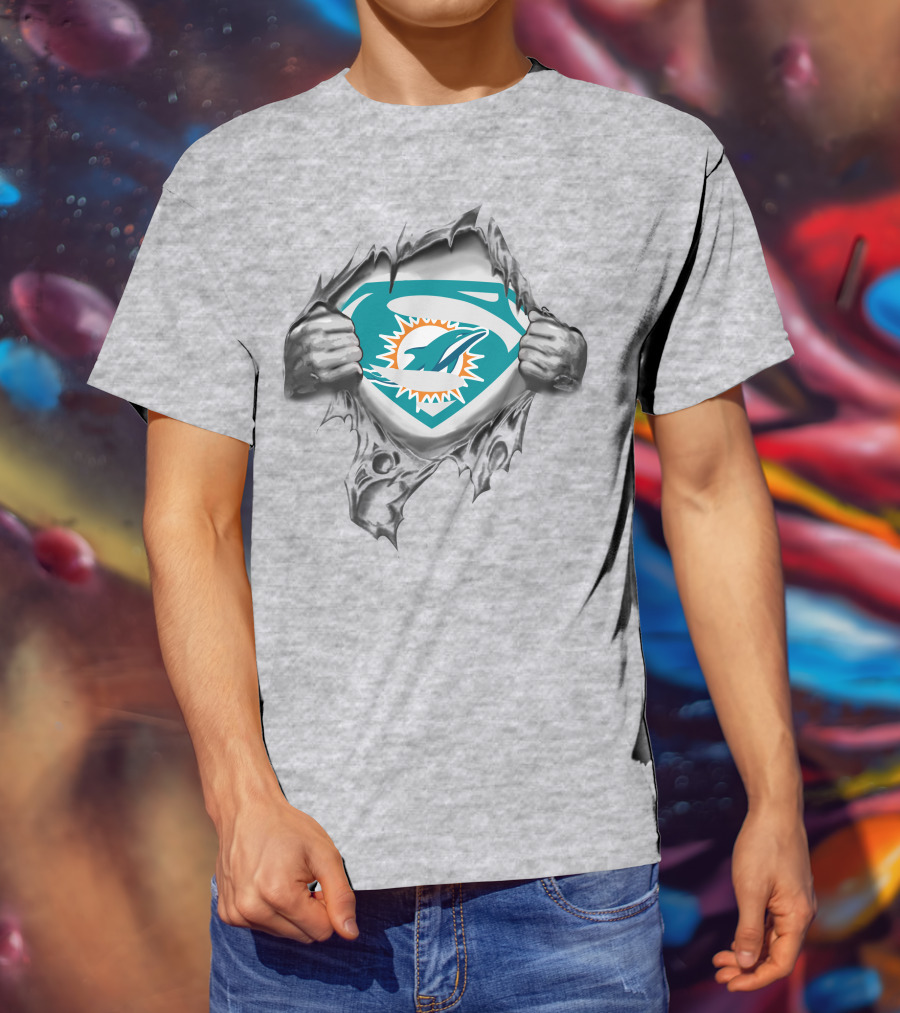 Miami Dolphins Superman Shield Logo Fan T-Shirt