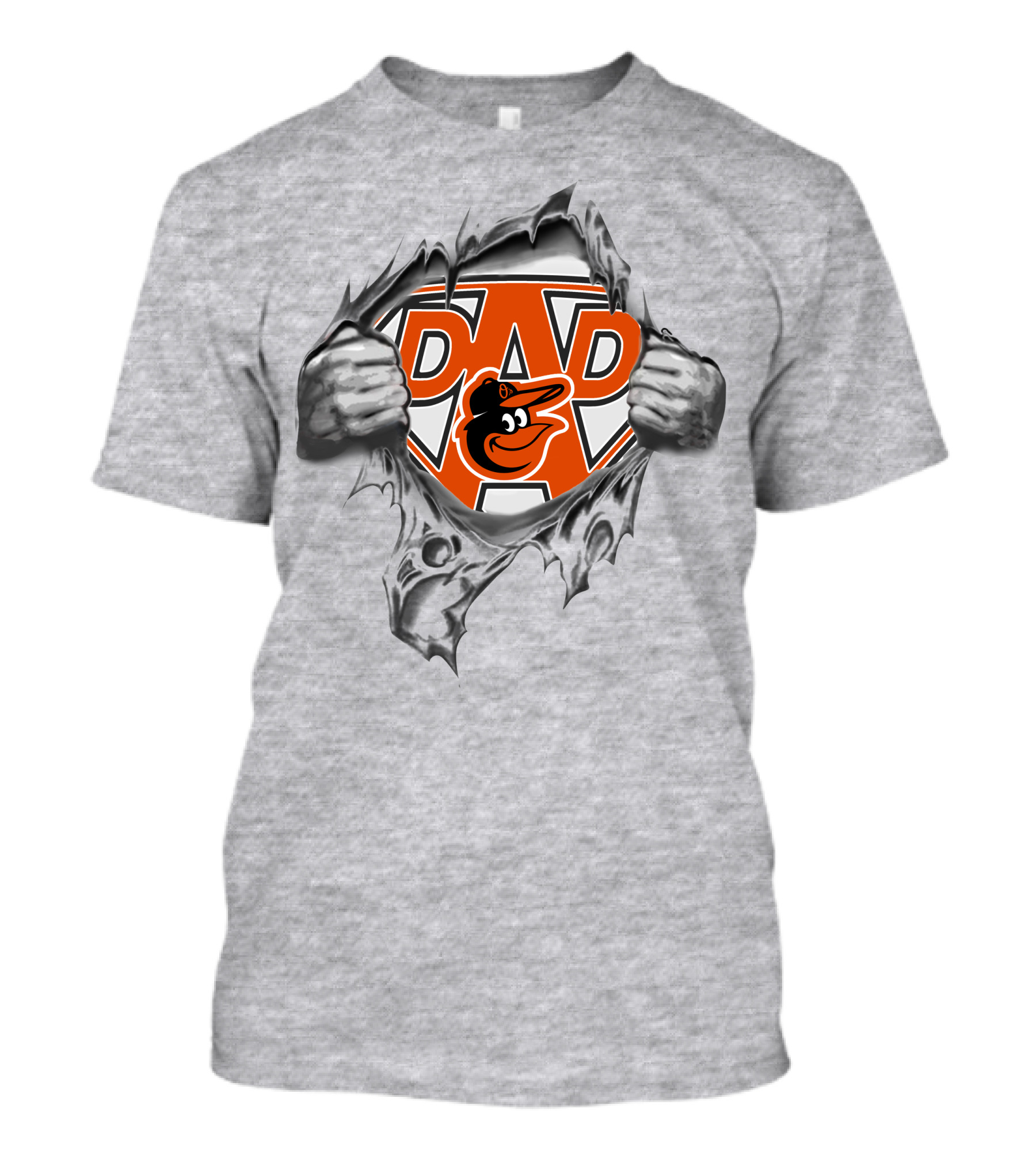 Orioles Super Dad Baltimore Baseball Emblem With Ripped T-Shirt
