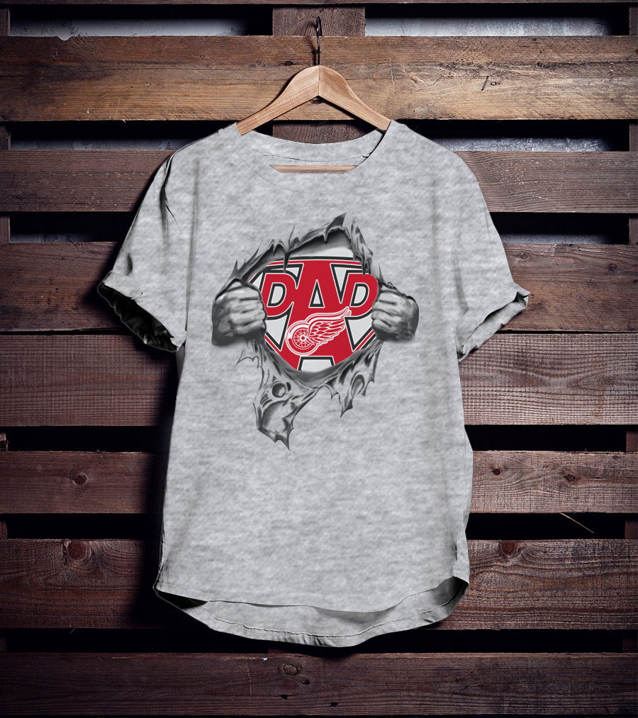 Detroit Red Wings Super Dad Logo Rip T-Shirt