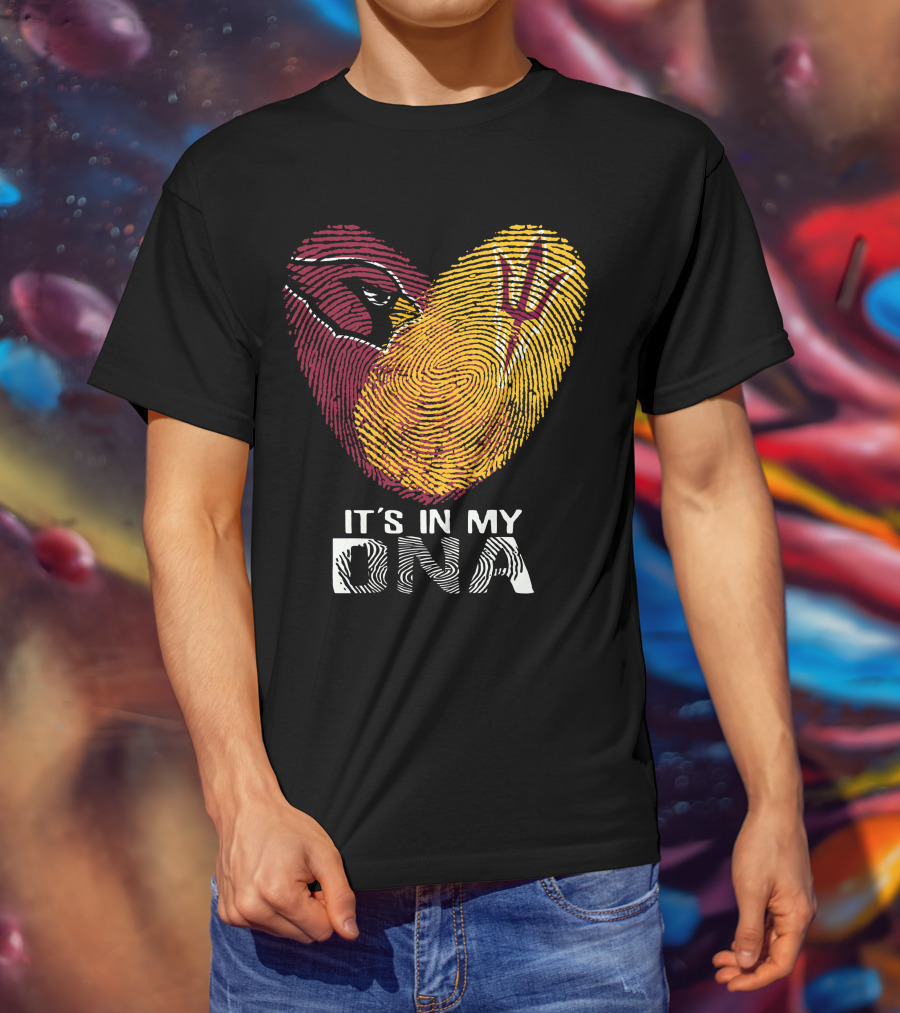 Arizona Cardinals Arizona State It's In My Dna Fingerprint Heart T-Shirt