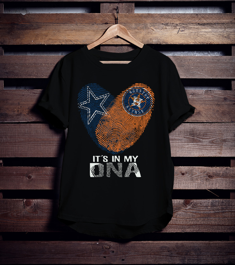 Cowboys Houston Astros Star Fingerprint It's In My DNA T-Shirt