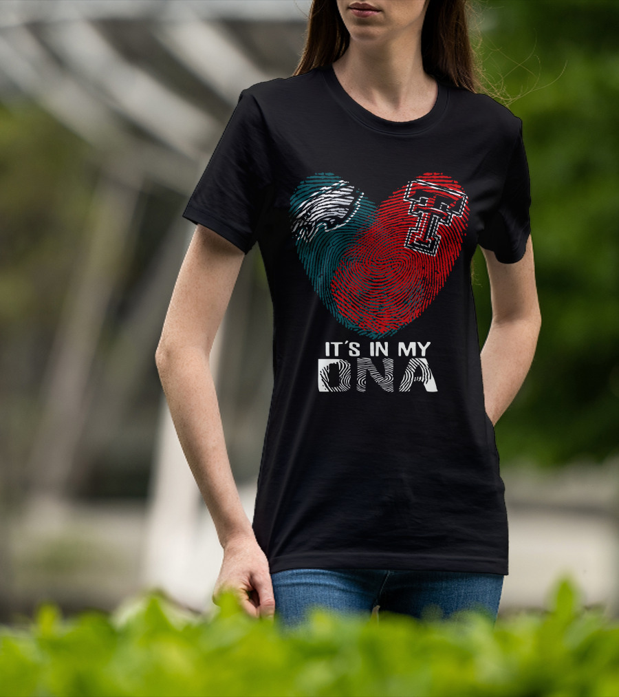 Philadelphia Eagles Texas Tech Fingerprint It's In My DNA T-Shirt