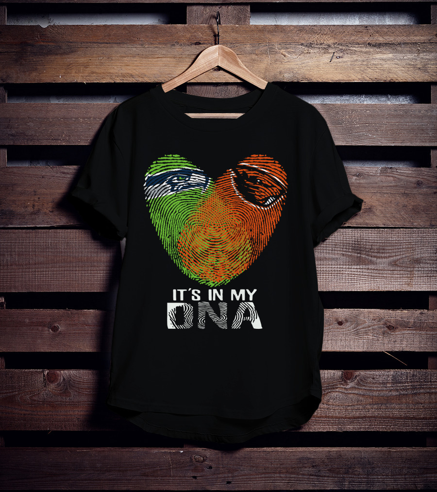 Seahawks Beavers It's In My DNA Heart Fingerprint T-Shirt