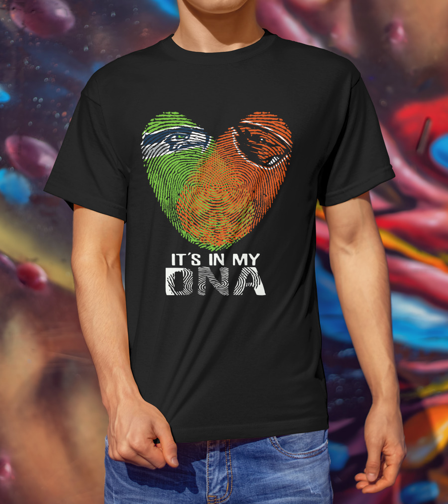 Seahawks Beavers It's In My DNA Heart Fingerprint T-Shirt