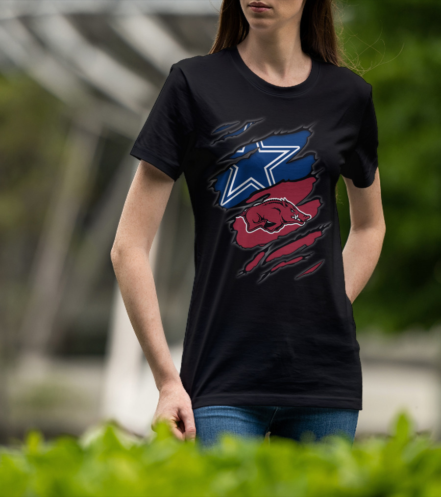 Dallas Cowboys And Arkansas Razorbacks Tear T-Shirt