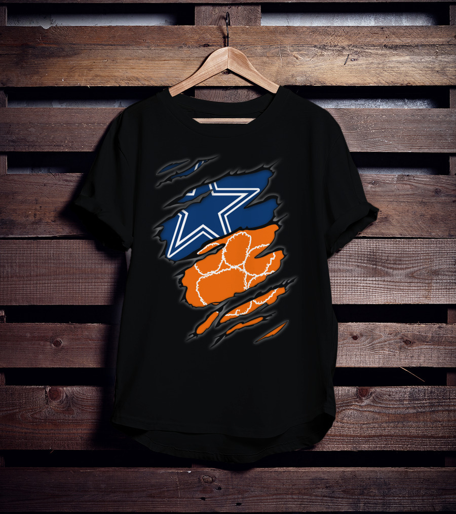 Dallas Cowboys Clemson Tigers Paw Claw Marks T-Shirt