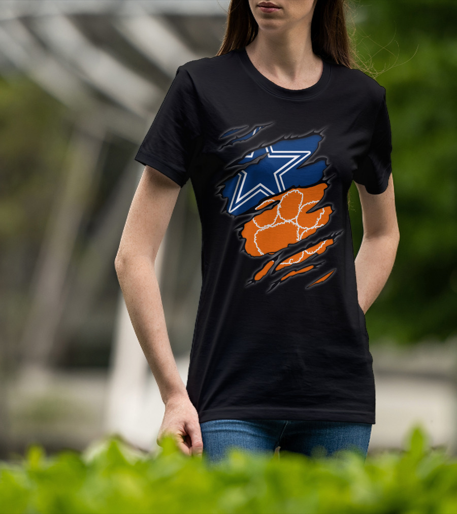 Dallas Cowboys Clemson Tigers Paw Claw Marks T-Shirt