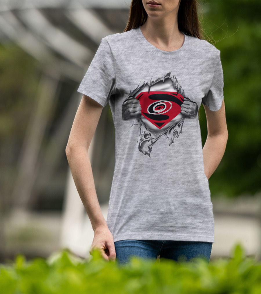 Hurricanes Carolina Superman Emblem Torn Chest T-Shirt