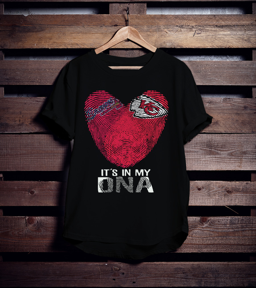 Atlanta Braves Chiefs Fingerprint Heart It's In My Dna T-Shirt
