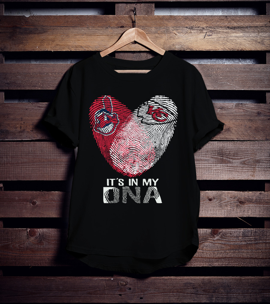 It's In My DNA Cleveland Indians Chiefs Fingerprint Heart T-Shirt