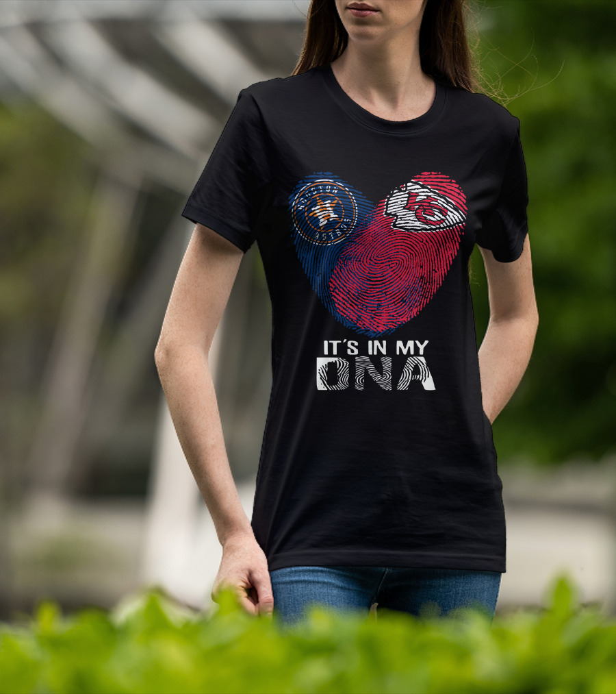 Houston Astros Chiefs It's In My DNA Fingerprint Heart T-Shirt