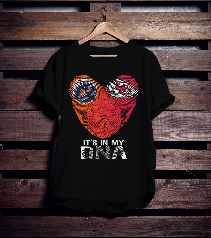 It's In My DNA New York Mets Chiefs Fingerprint Heart T-Shirt